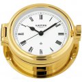 WEMPE Orologio a forma di oblò 140 mm Ø (serie REGATTA) Orologio a forma di oblò dorato con numeri romani e quadrante bianco